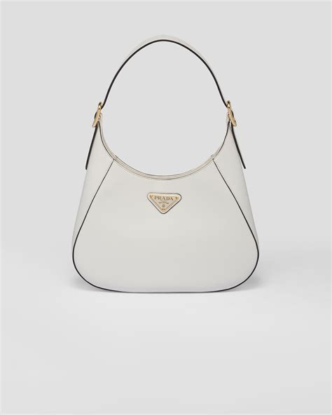 new white prada bag|Prada medium shoulder leather bag.